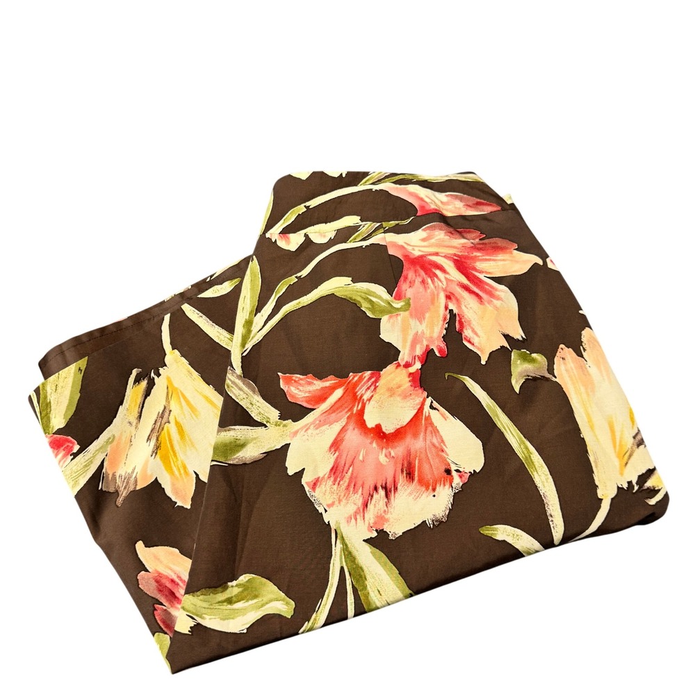Vintage Talbots Skirt Womens Petite 16 W Silk Cotton Floral Brown Pink Lined‎